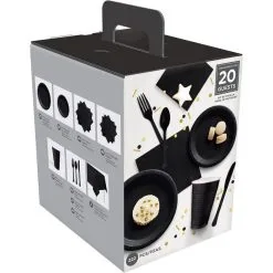 Black Tableware Kit For 20 Guests, 222pc