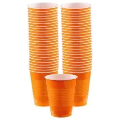Orange Plastic Cups, 16oz, 50ct