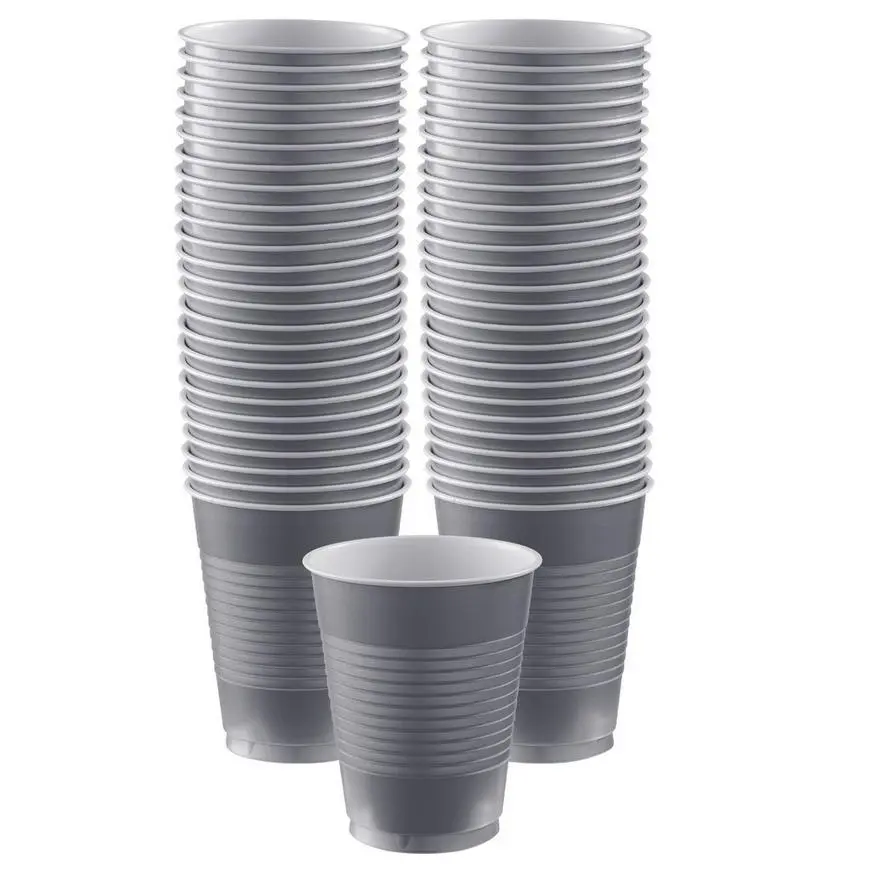 Silver Plastic Cups, 16oz, 50ct
