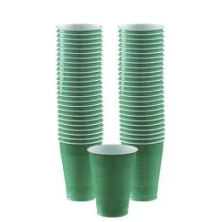 Festive Green Plastic Cups, 12oz, 50ct