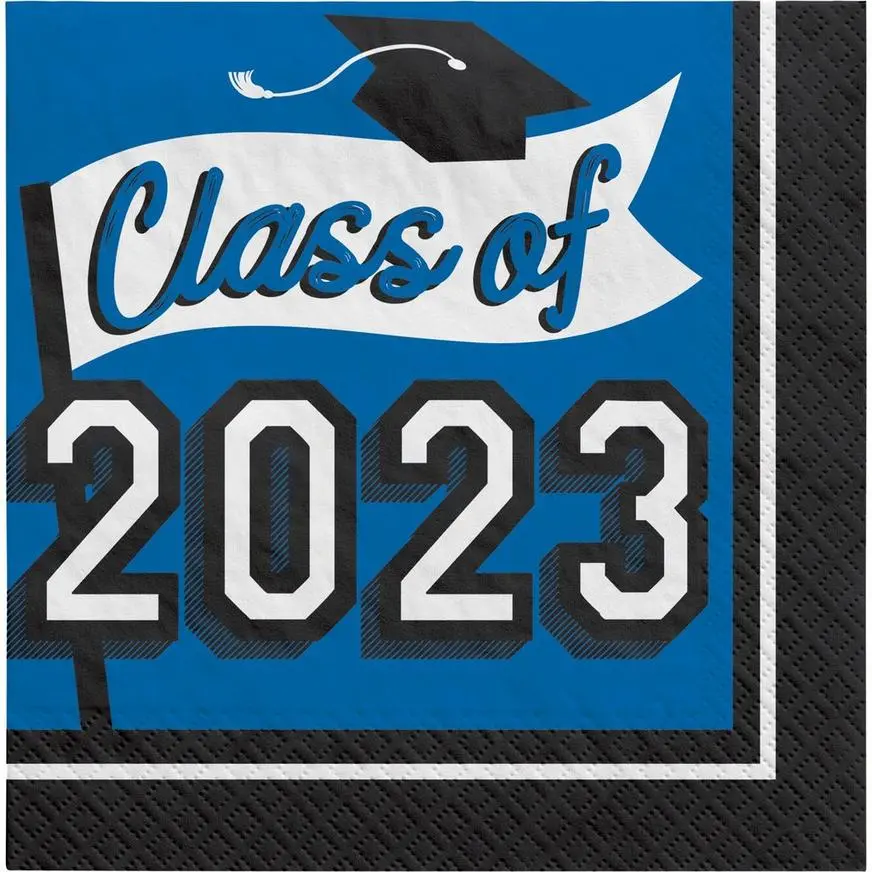 Blue Class Of 2023 Graduation Paper Lunch Napkins, 6.5in, 40ct - True To Your School