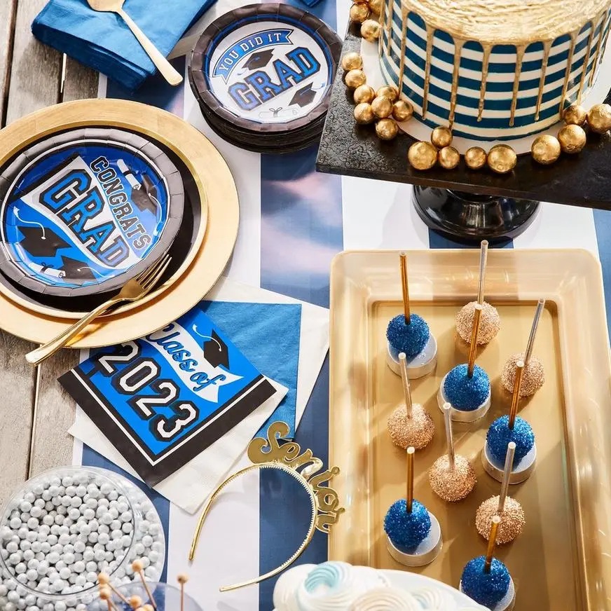 Blue Class Of 2023 Graduation Paper Lunch Napkins, 6.5in, 40ct - True To Your School - Image 2