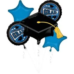 Blue Congrats Grad Foil Balloon Bouquet, 5pc - True To Your School
