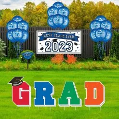 Blue Congrats Grad 2023 Graduation Outdoor Decorating Kit