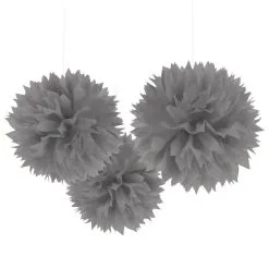 Silver Tissue Pom Poms, 16in, 3ct
