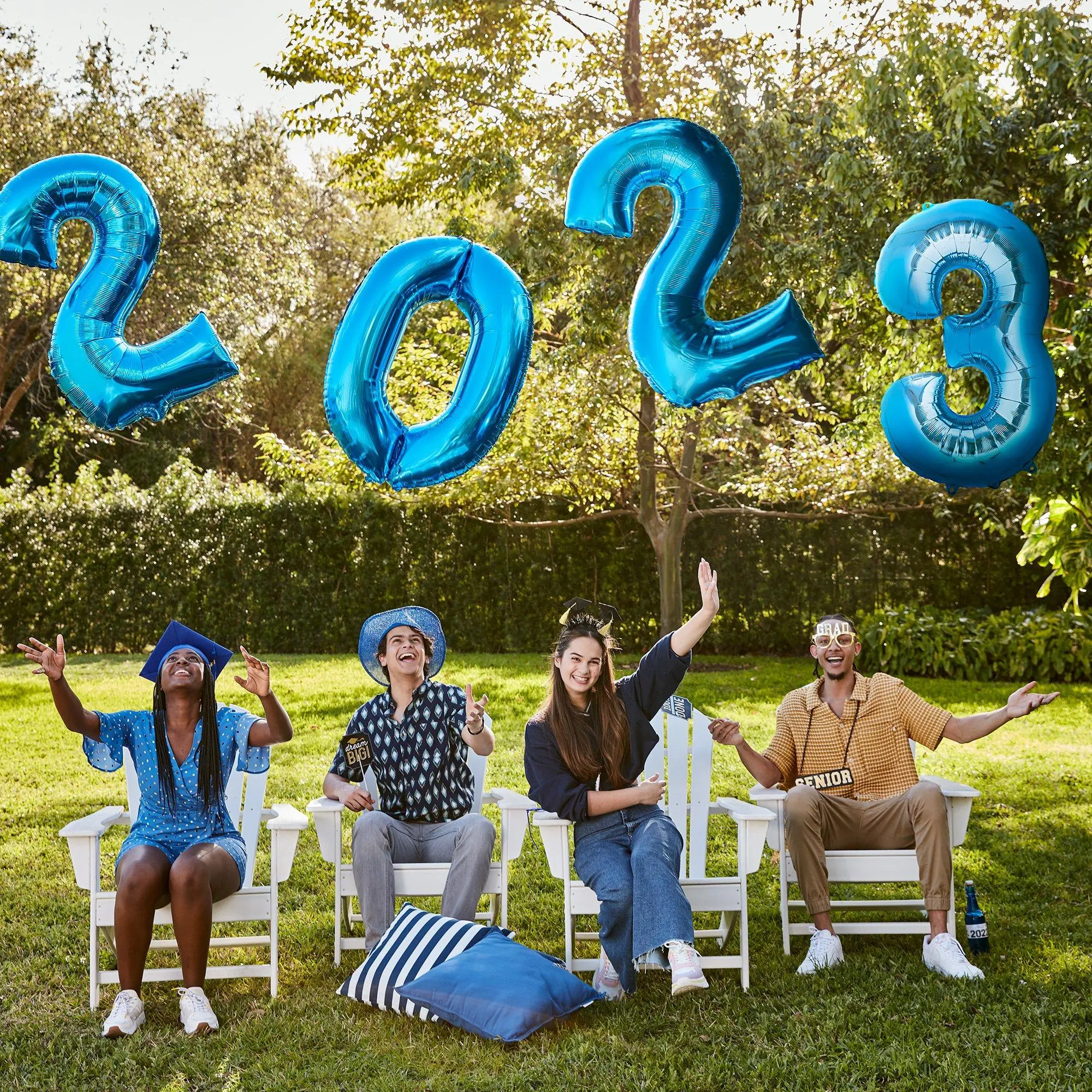 Blue 2023 Foil Balloon Year, 33in Numbers - Image 3