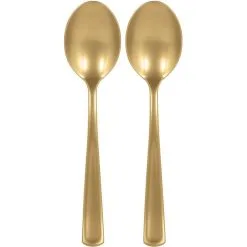 Gold Plastic Serving Spoons, 9.5in, 2ct