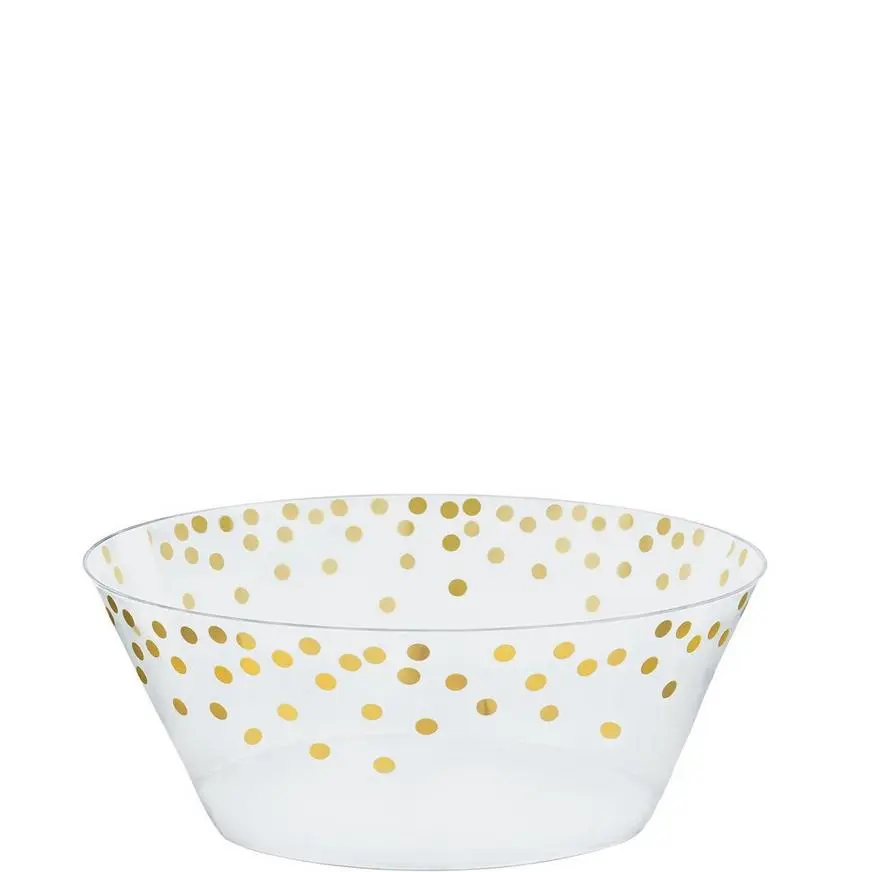 Metallic Gold Polka Dots Plastic Serving Bowl, 6in