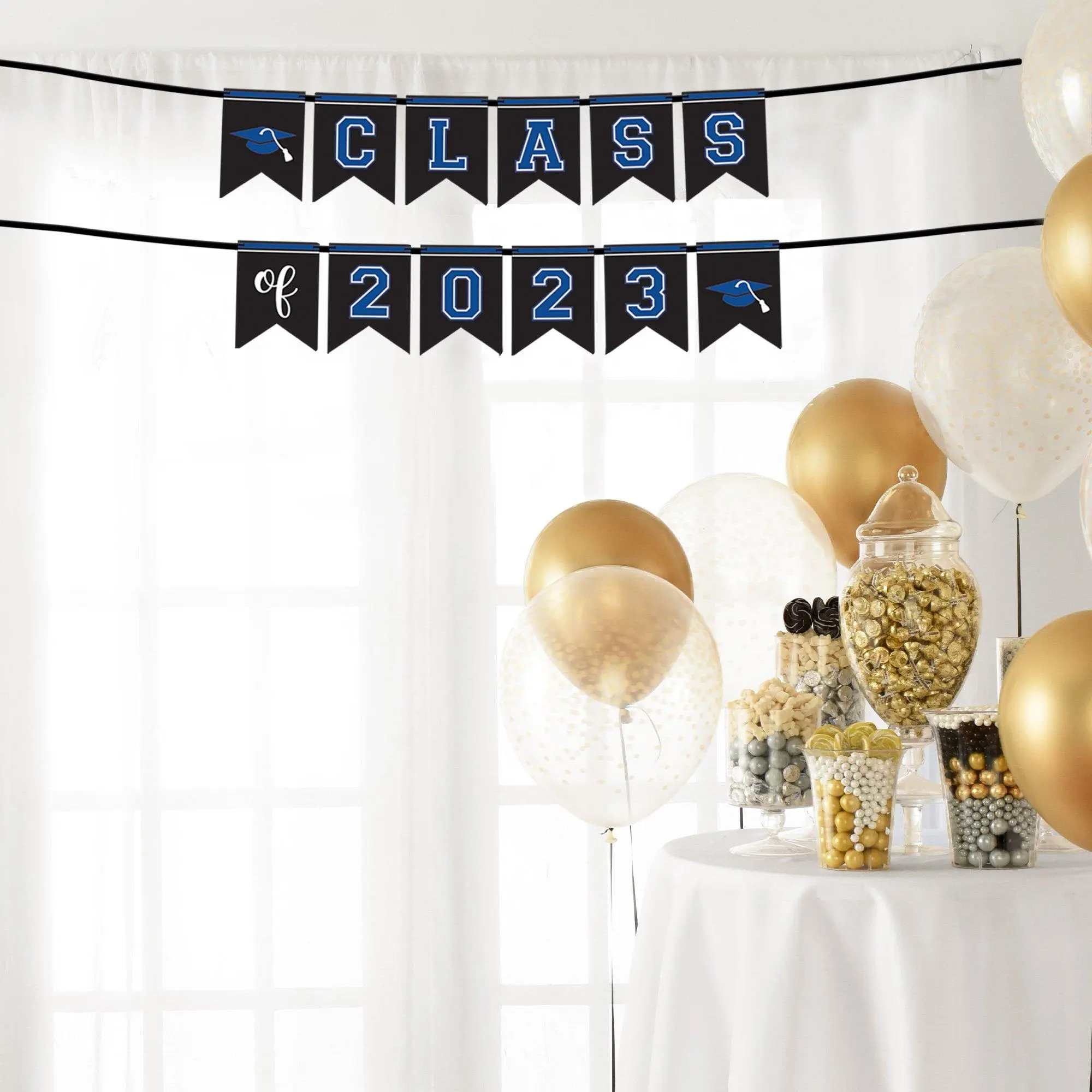 Blue Class Of 2023 Graduation Cardstock Pennant Banner, 12ft - Image 2