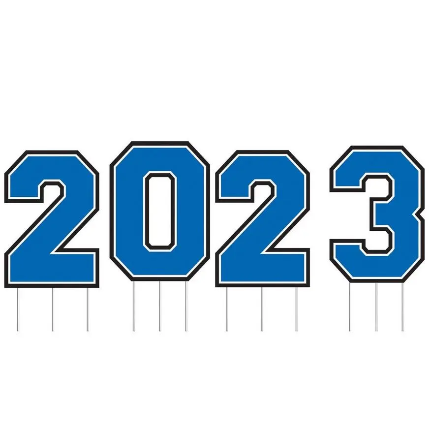 Blue 2023 Graduation Year Plastic Yard Sign Kit, 4pc - Image 2