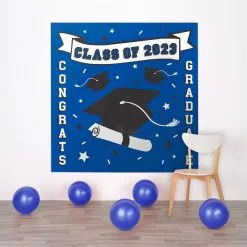 Blue Class Of 2023 Graduation Plastic Scene Setter, 5.4ft X 5.4ft