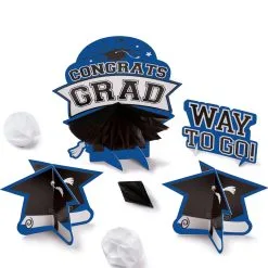 Blue Congrats Grad Cardstock & Tissue Paper Table Decorating Kit, 7pc