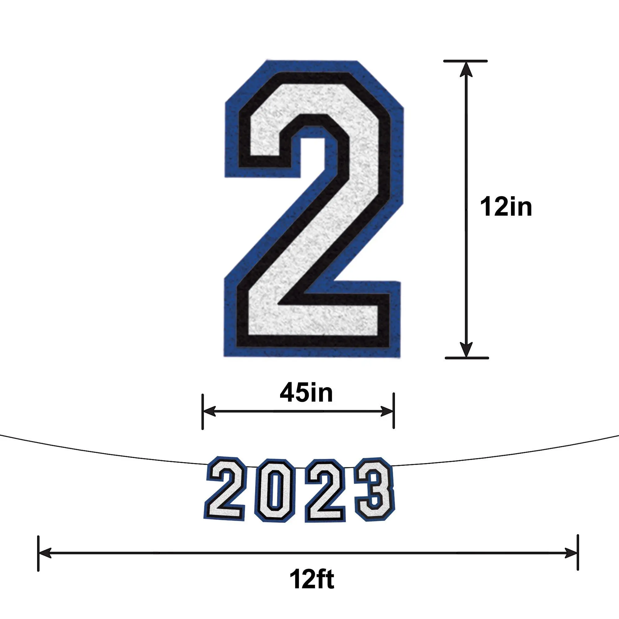 Blue 2023 Graduation Felt Banner, 12ft - Image 3