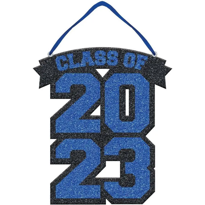 Glitter Blue Class Of 2023 Graduation Foam Sign, 9.25in X 10in