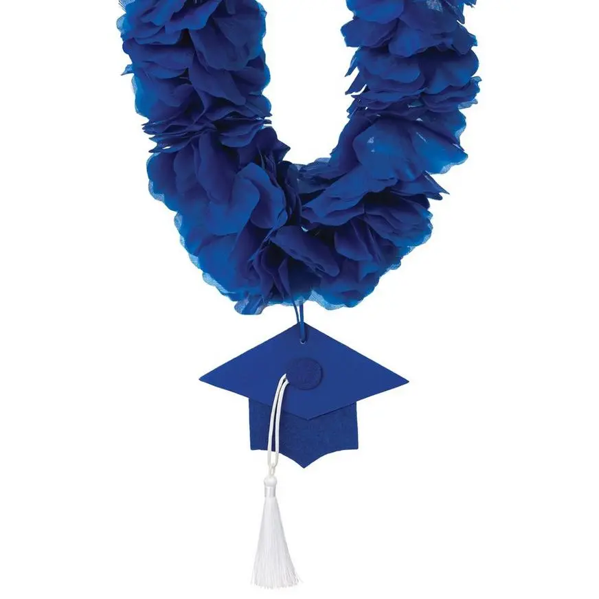 Blue Fabric Lei With Graduation Cap Pendant, 20in - Image 2
