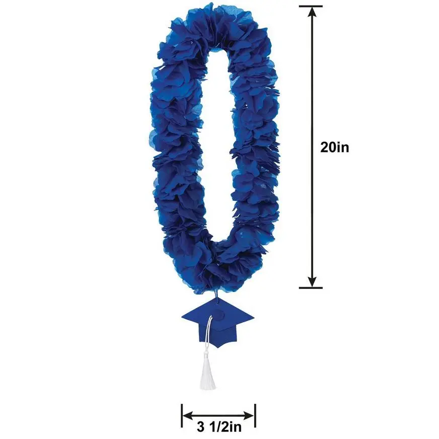 Blue Fabric Lei With Graduation Cap Pendant, 20in - Image 3