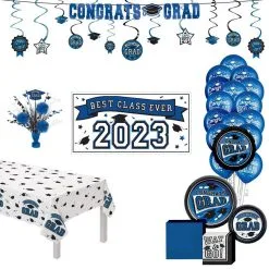 Blue Congrats Graduation Party Kit For 20 Guests