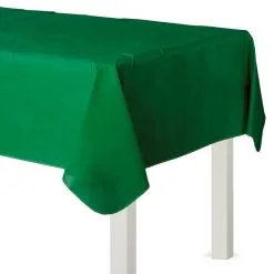 Festive Green Flannel-Backed Vinyl Tablecloth, 54in X 108in