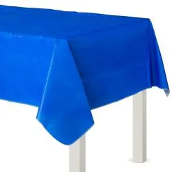 Royal Blue Flannel-Backed Vinyl Tablecloth, 54in X 108in