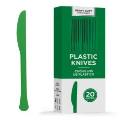 Festive Green Heavy-Duty Plastic Knives, 20ct