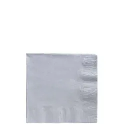 Silver Paper Beverage Napkins, 5in, 40ct