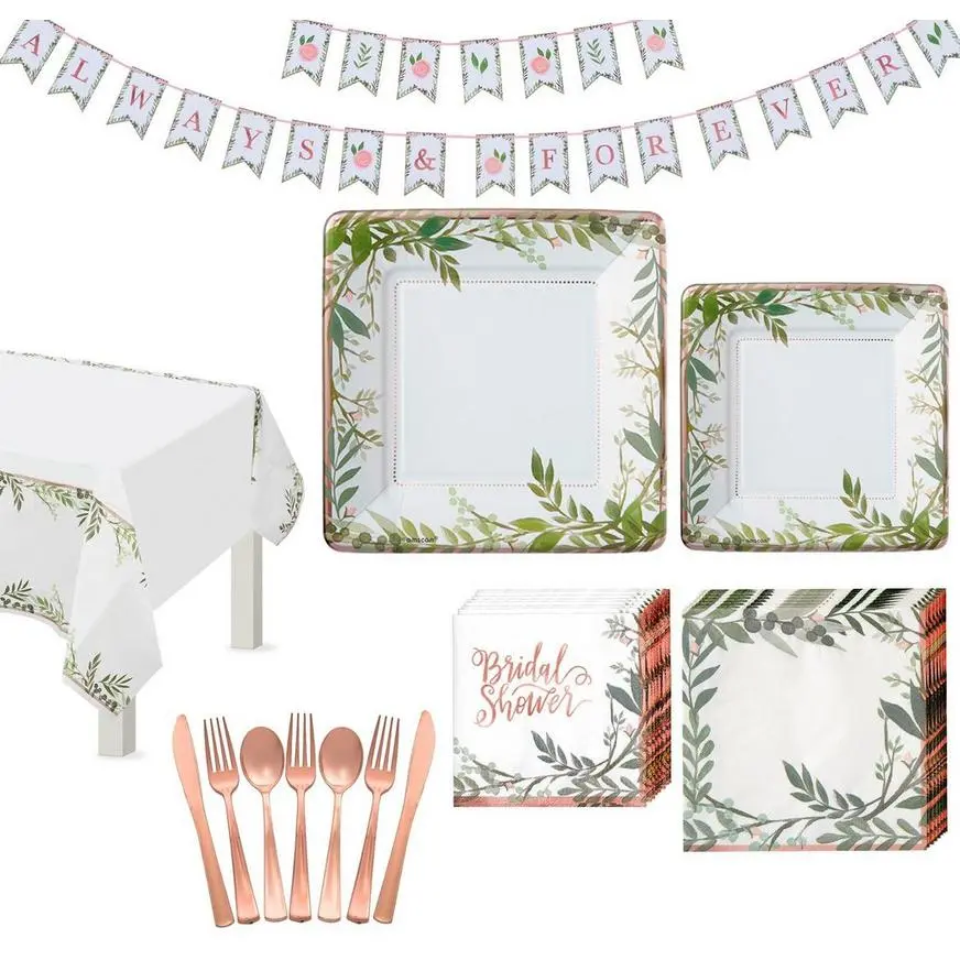 Floral Greenery Wedding Tableware Kit For 8 Guests