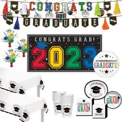 Multicolor Day To Celebrate Graduation Party Kit For 50 Guests