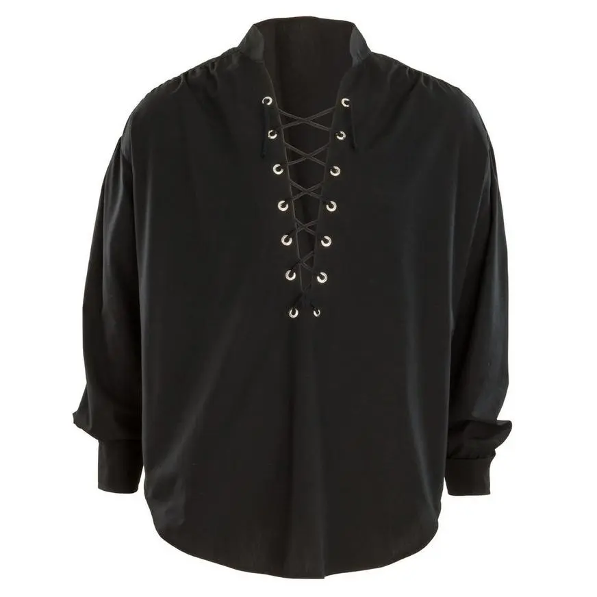 Black Lace-Up Pirate Shirt