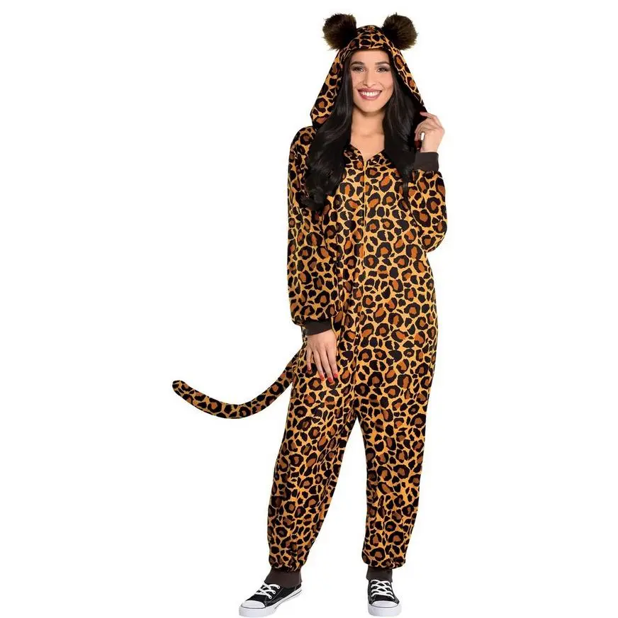 Adult Zipster Leopard Print One-Piece Costume