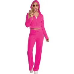 AMSCAN Adult Pink Couture Cutie Velour Tracksuit Costume