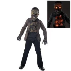 SEASONAL VISIONS INT'L LTD Kids' Light-Up Extreme Scorched Zombie Deluxe CostumeĀ