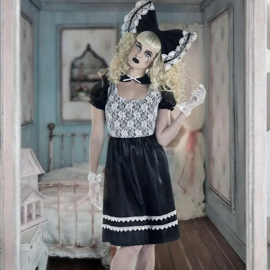 AMSCAN Adult Black & White Creepy Doll Dress - Image 4