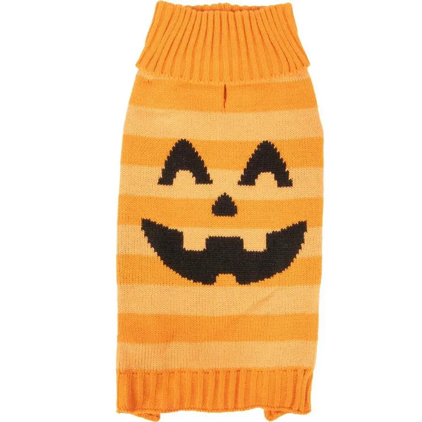 Party City Striped Orange Jack-o'-Lantern Dog Sweater - Image 2
